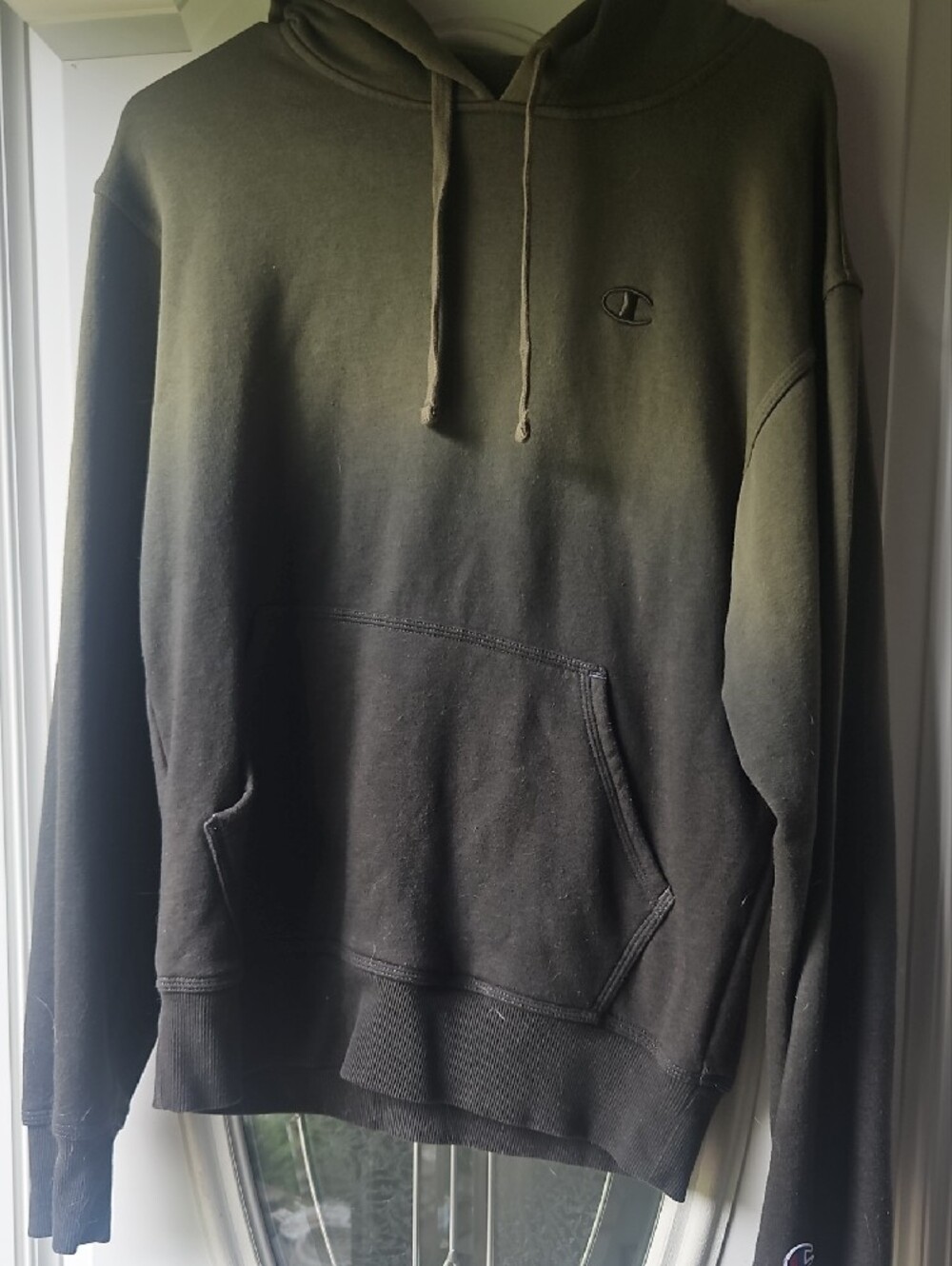Champion Men's Olive Green to Black Dip-Dye Hoodie - Picture 2 of 3